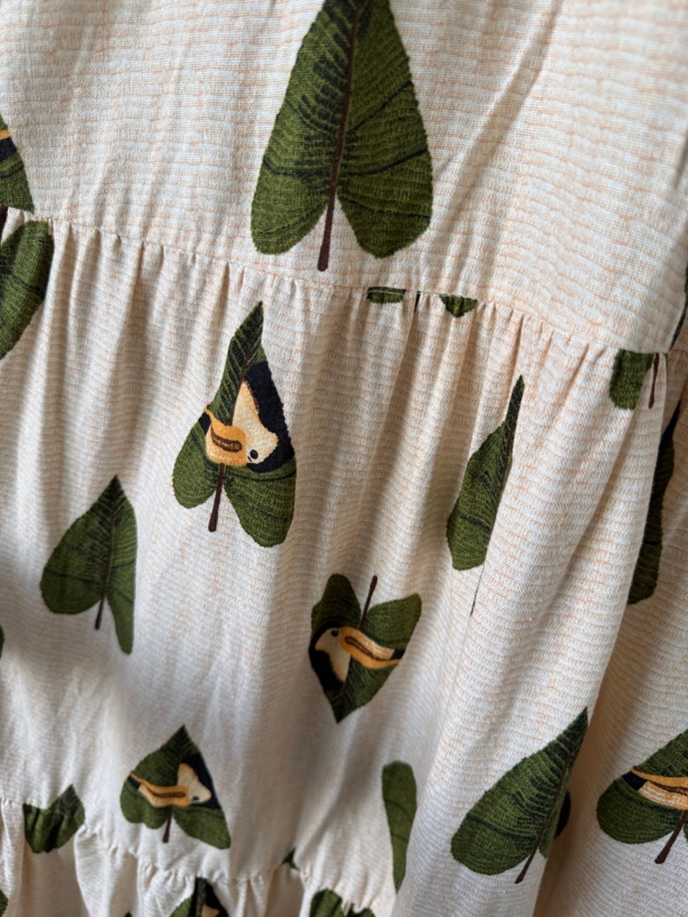 Farm Rio Tucano Toucan Bird Linen Blend Maxi Dress Cream Green Open back Small - Picture 7 of 14